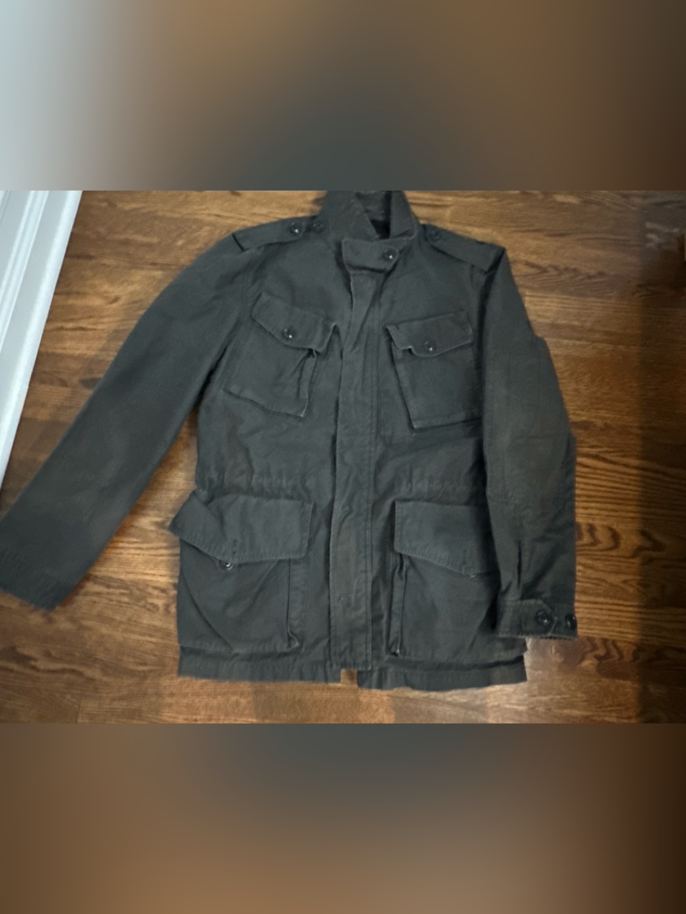 J Crew Garrson Fatigue Military Field Hooded Jacket Mens M Gray